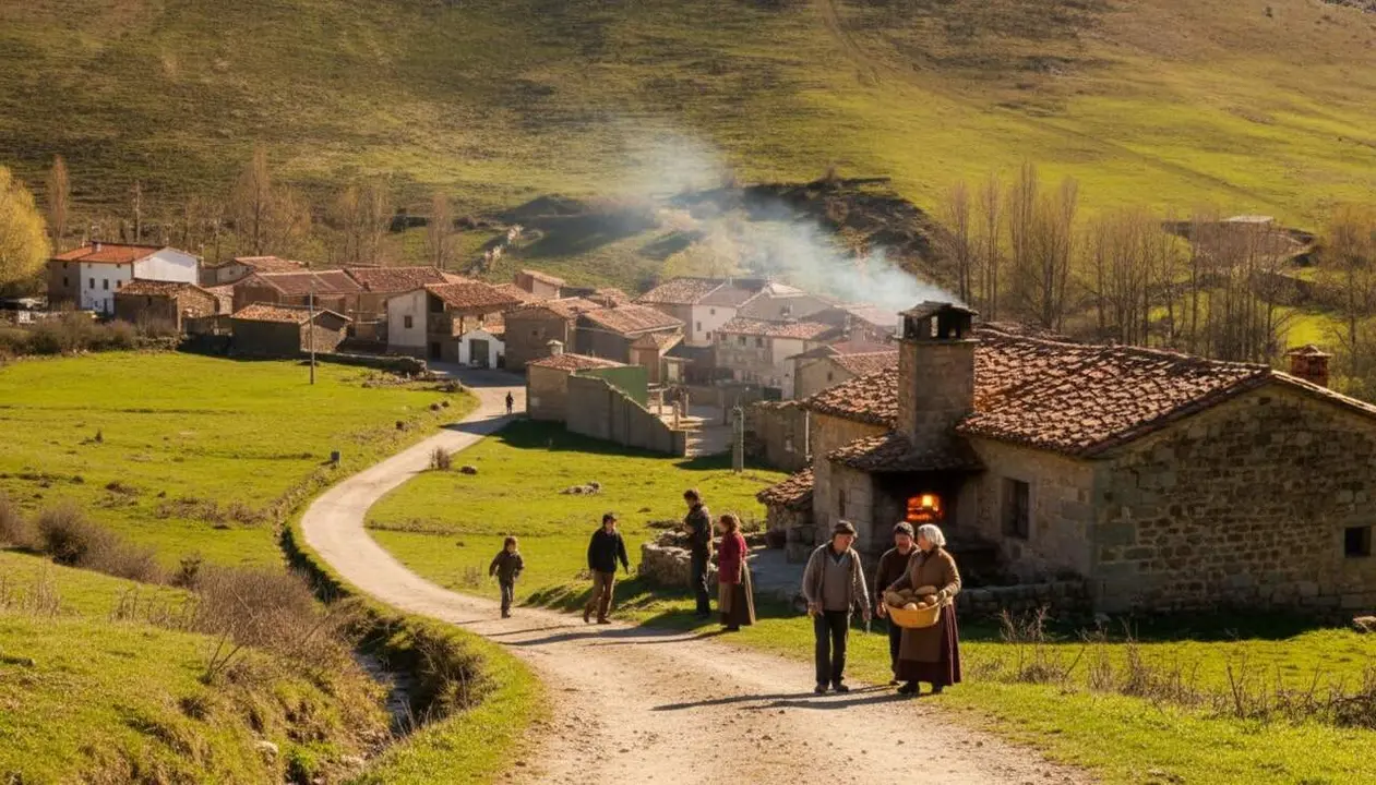  Horno comunal centenari de Los Campos a S&ograve;ria enc&egrave;s cada tardor que uneix el poble amb tradici&oacute; i festa &mdash; Imagen generada por IA 