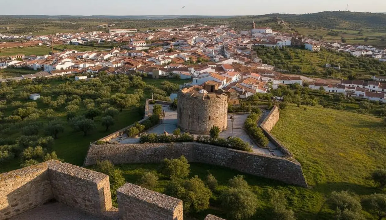  Paisatge &uacute;nic a Encinasola on conflueixen Huelva, Extremadura i Portugal en una escapada inoblidable entre fronteres naturals &mdash; Imagen generada por IA 