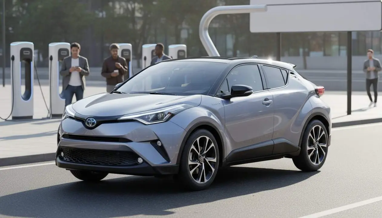  Primer pla del Toyota C-HR h&iacute;brid de versi&oacute; d&rsquo;entrada amb disseny modern i tecnologia avan&ccedil;ada per a 2026 &mdash; Imagen generada por IA 