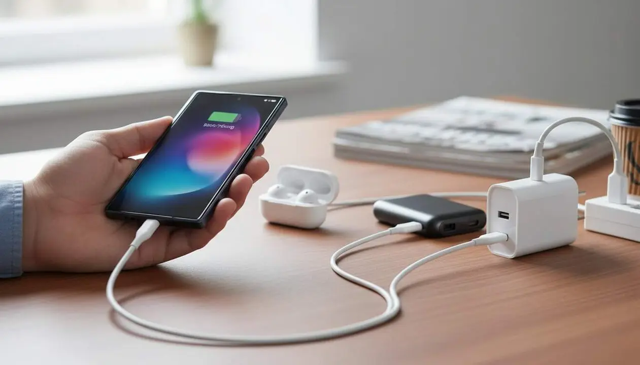  Carregador r&agrave;pid USB Power Delivery amb tecnologia USB-C per a carregar m&ograve;bils, tablets i port&agrave;tils en molt menys temps &mdash; Imagen generada por IA 