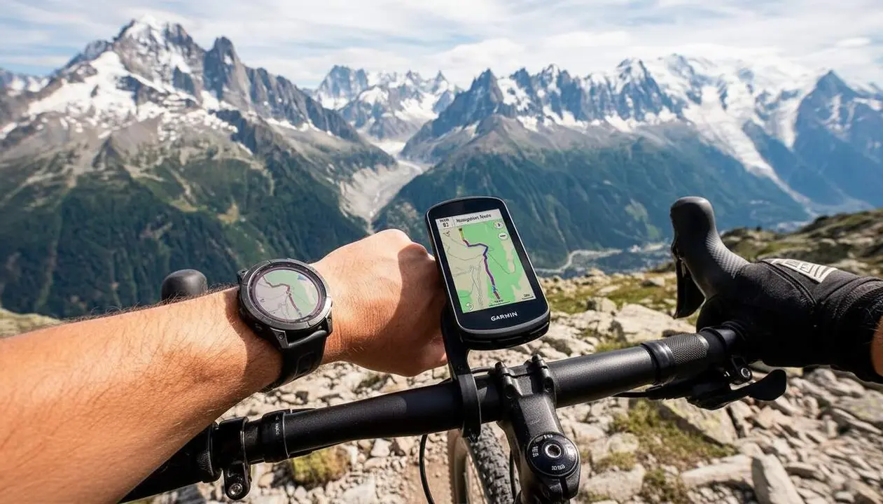  Dispositiu Garmin connectat a ordinador amb programa Garmin Express per instal&middot;lar mapes i rutes GPX de forma segura &mdash; Imagen generada por IA 