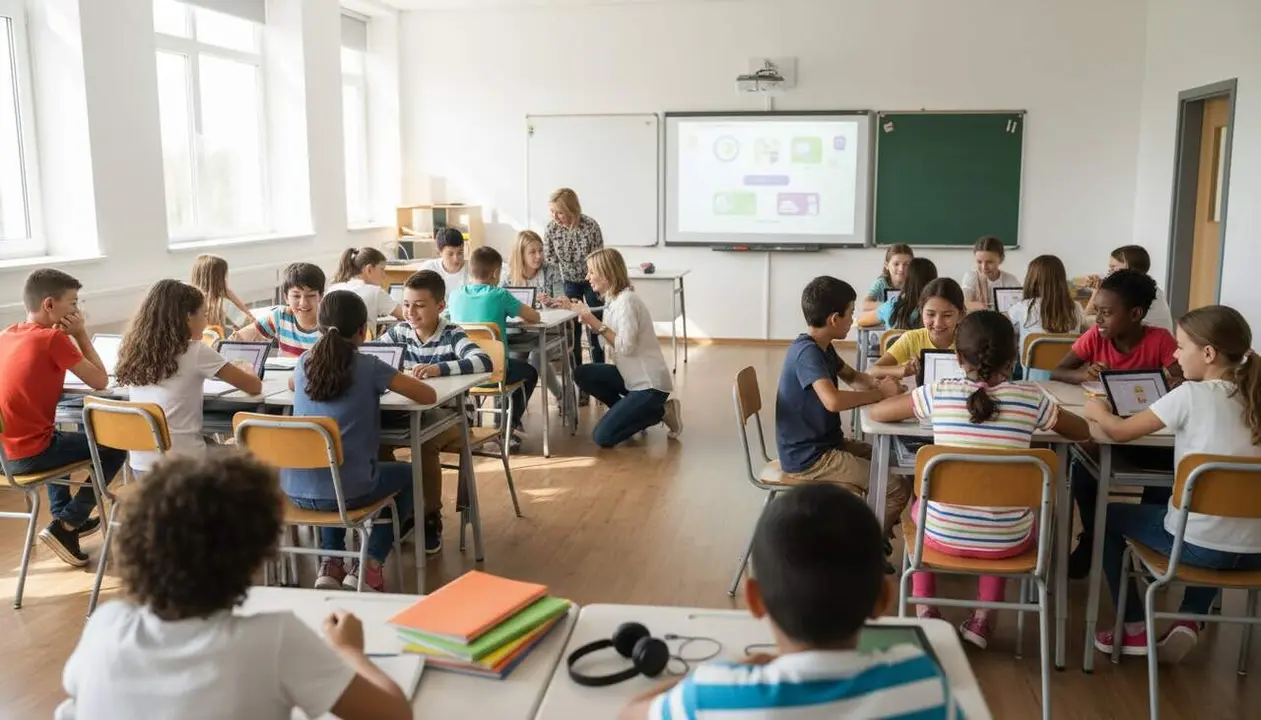  Alumnes de cinqu&egrave; de prim&agrave;ria realitzant proves del programa APPA per detectar dificultats d'aprenentatge i millorar la comprensi&oacute; lectora - Imagen generada por IA 