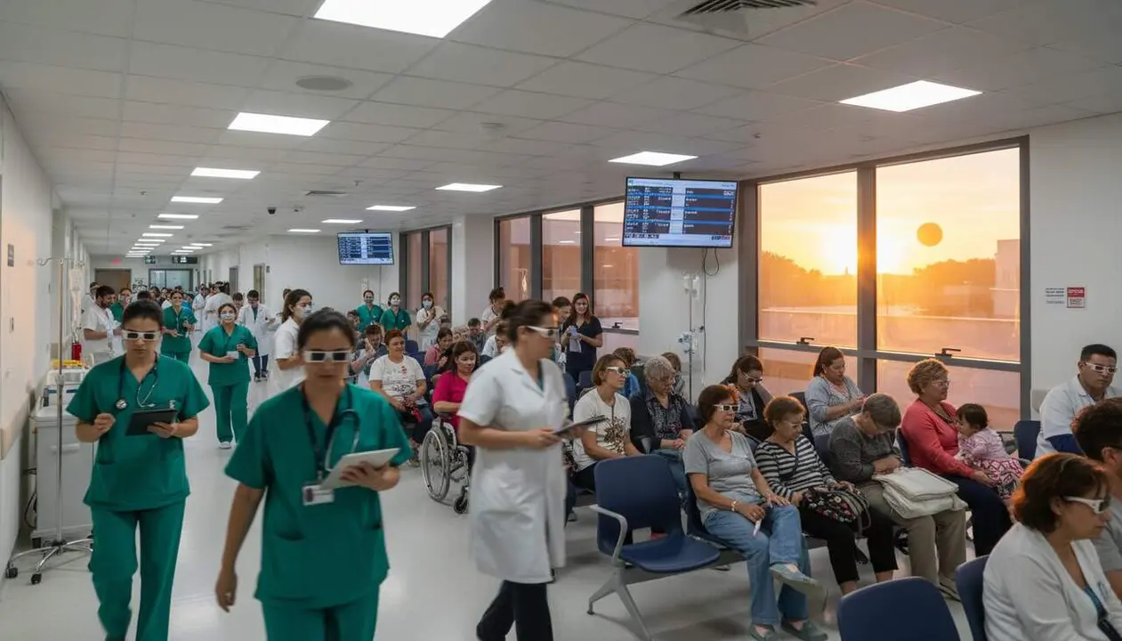 Urg&egrave;ncies a hospitals i CAP del Camp de Tarragona i Terres de l'Ebre durant l'eclipsi amb un augment del 4,5% &mdash; Imagen generada por IA