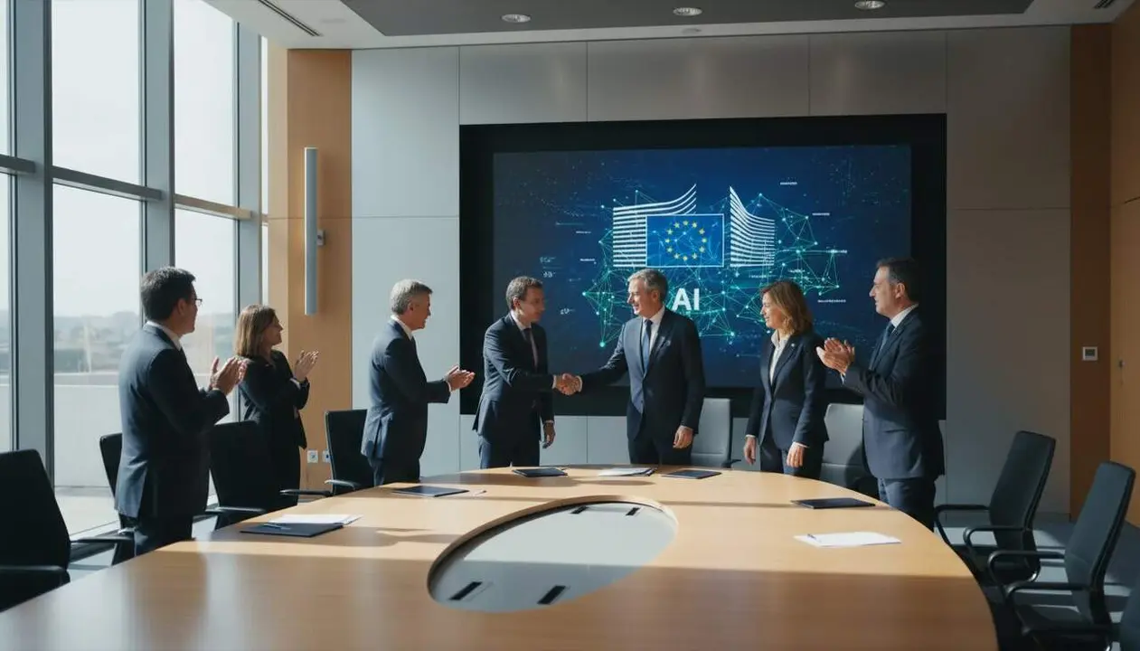  Brussel-les aprova la uni&oacute; d'ACS, Telef&oacute;nica i Santander per crear la gigafactoria d'intel-lig&egrave;ncia artificial a M&oacute;ra la Nova - Imagen generada por IA 