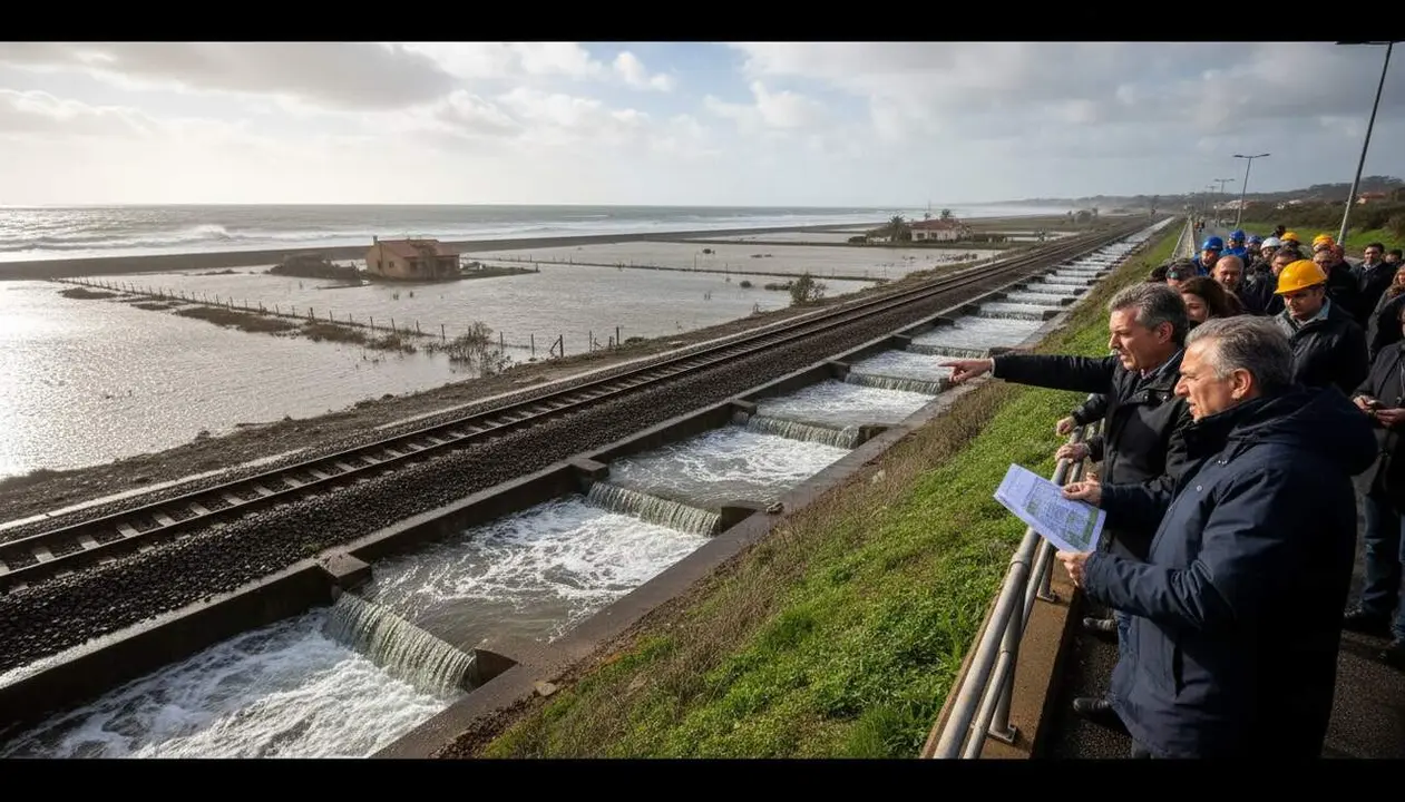  Roda de Ber&agrave; i el Vendrell reclamen mesures per fer m&eacute;s permeable la via del tren i evitar inundacions estructurals - Imagen generada por IA 