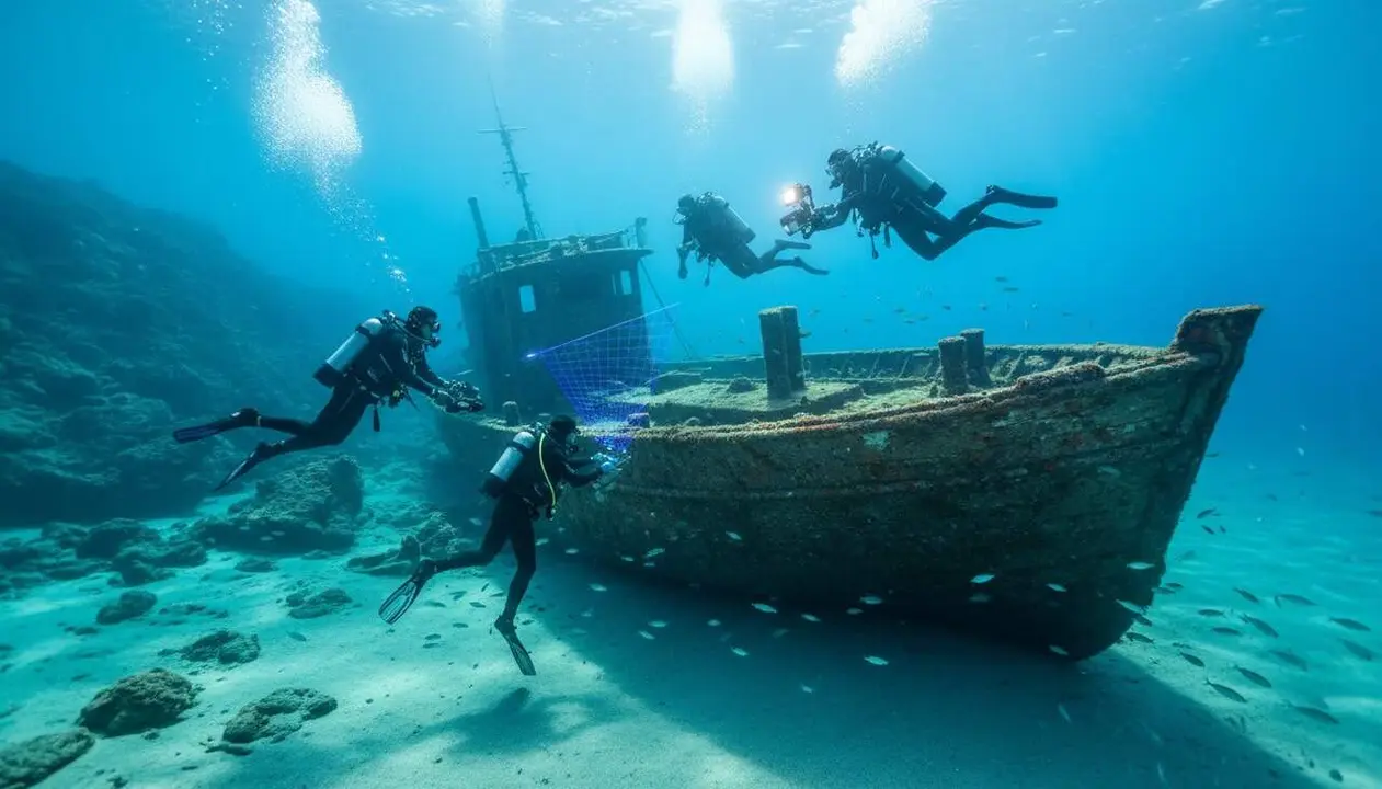  Escanejament 3D de 20 embarcacions enfonsades a la Costa catalana amb el projecte Thalassa per preservar el patrimoni subaqu&agrave;tic - Imagen generada por IA 