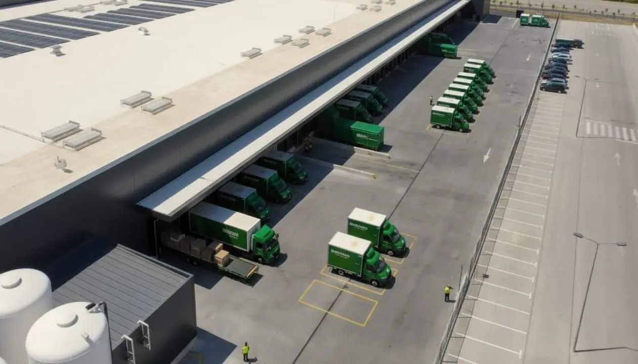 Magatzem semiautomatitzat de Mercadona amb 70 robots que gestionen m&eacute;s de 500 comandes di&agrave;ries eficientment &mdash; Imagen generada por IA