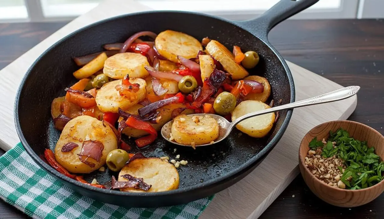  Patates al all cruixents amb aroma d'avellanes torrades, com&iacute; i pebre dol&ccedil; inspirades en la cuina tradicional catalana - Imagen generada por IA 