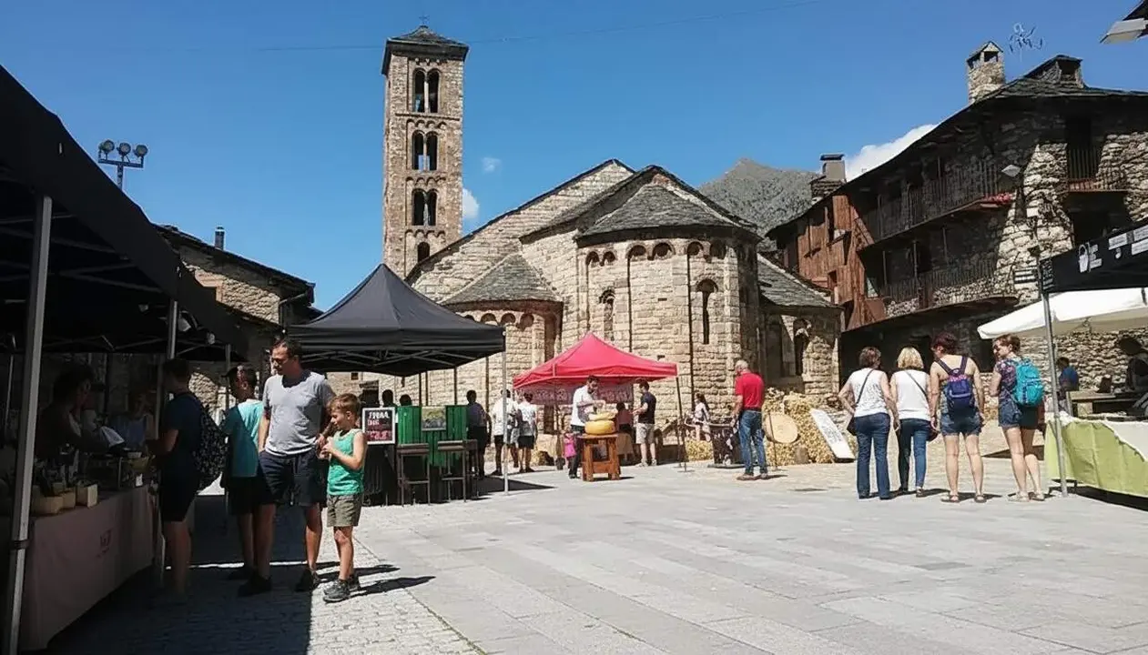 Vista panor&agrave;mica de Ta&uuml;ll al Pirineu amb formatges artesans tradicionals elaborats per pastors locals a l&rsquo;estiu &mdash; Imagen generada por IA