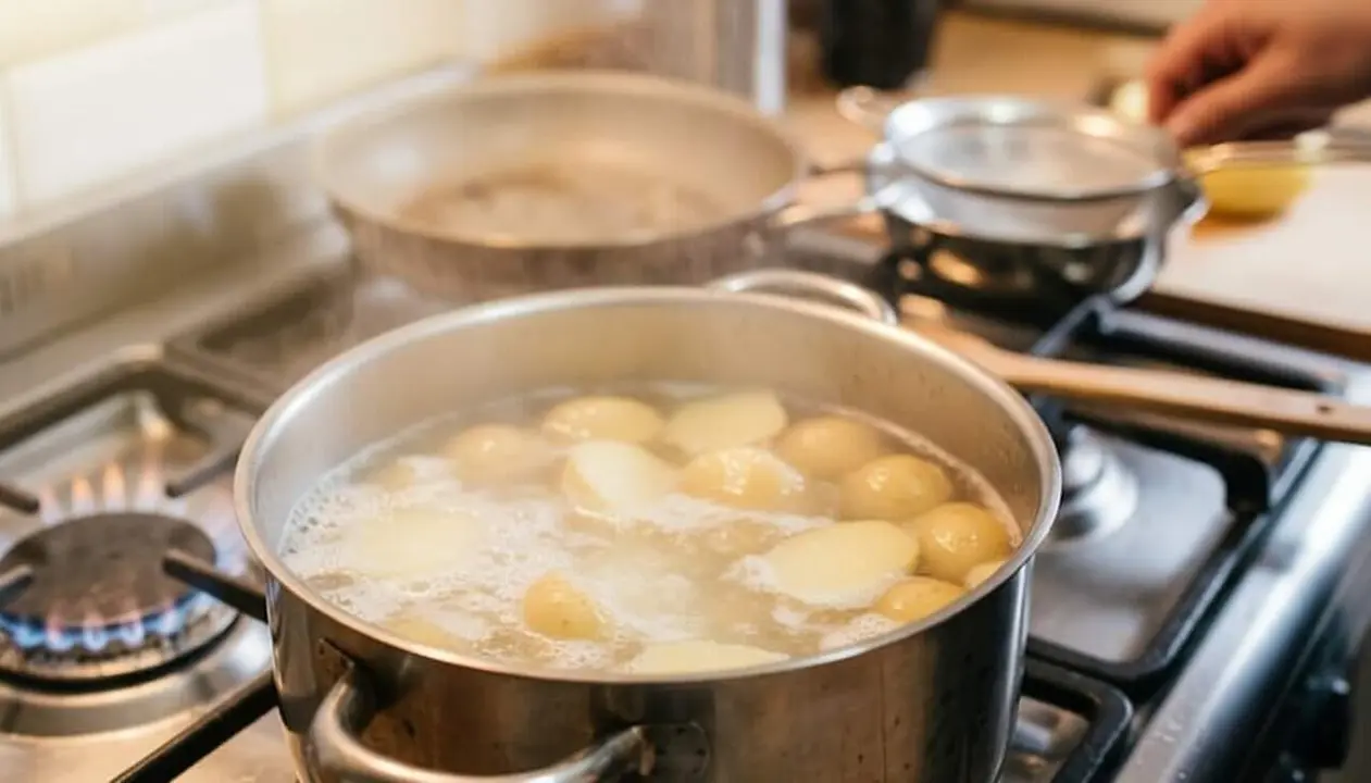 Vinagre a l&rsquo;aigua per bullir patates per aconseguir una textura perfecta i sabors intensos a la cuina &mdash; Imagen generada por IA