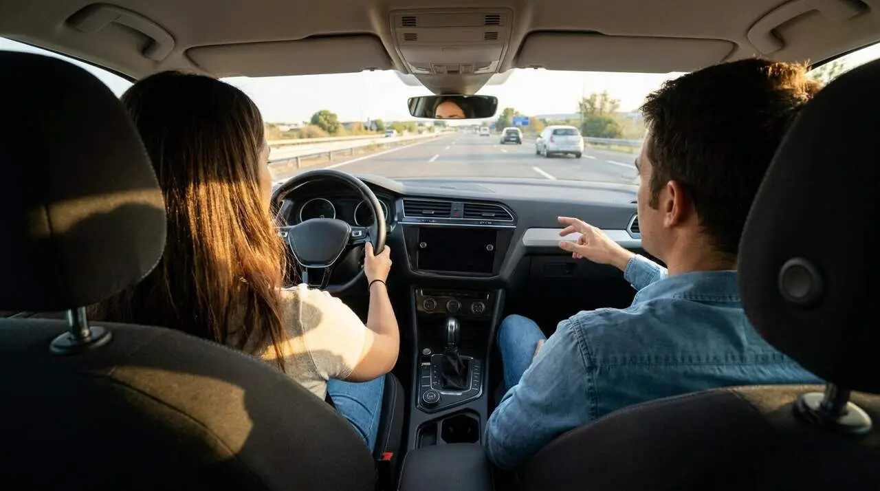  Conductors realitzant 7 hores de pr&agrave;ctica en vies p&uacute;bliques adaptant el carnet segons la Directiva UE 2025/2205 i normativa DGT - Imagen generada por IA 