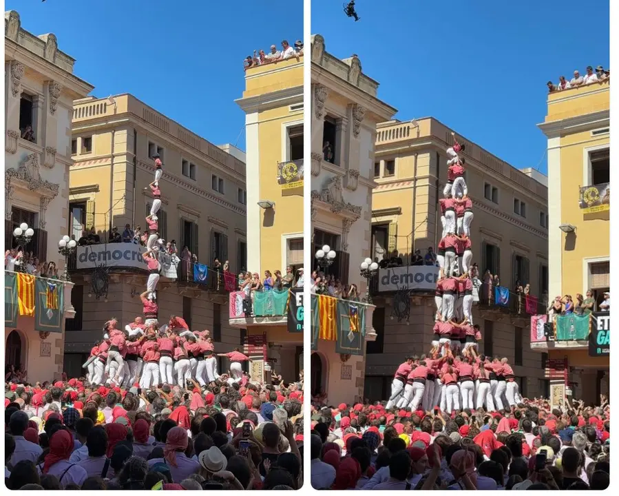 Sant F&egrave;lix celebra la millor diada de la hist&ograve;ria amb 13 castells de gamma extra descarregats i un pilar in&egrave;dit &mdash; Imagen X @collavella