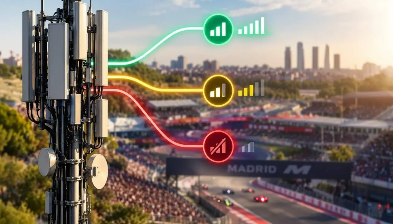 Fast pass a la F1 de Madrid: prioritat de xarxa amb network slicing &mdash; Imagen generada por IA