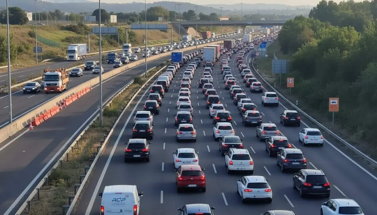  Accident a l'AP-7 al Papiol: un carril tallat provoca retencions des de Castellbisbal - Imagen generada por IA 