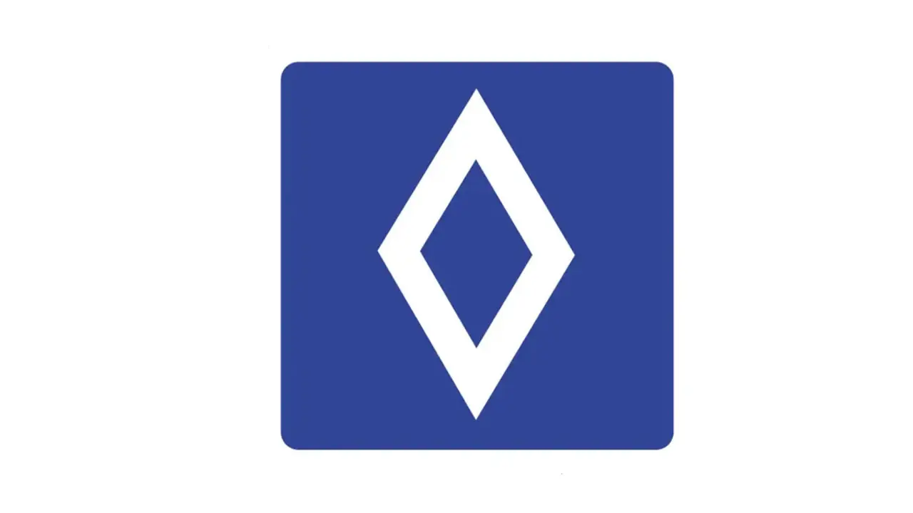 Nou senyal de tr&agrave;nsit amb diamant blanc