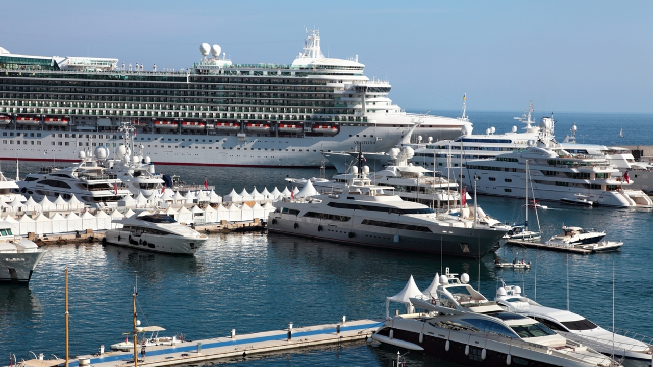 Cruise ship and yachts in Monaco