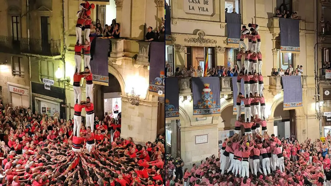 Xiquets de Valls a la Vig&iacute;lia de la Diada Nacional 2025. Instagram @jovesvalls/@collavella