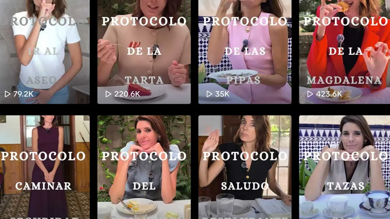 Dona menjant un entrep&agrave; de llonganissa amb eleg&agrave;ncia. Tiktok @protocoloyetiqueta.es