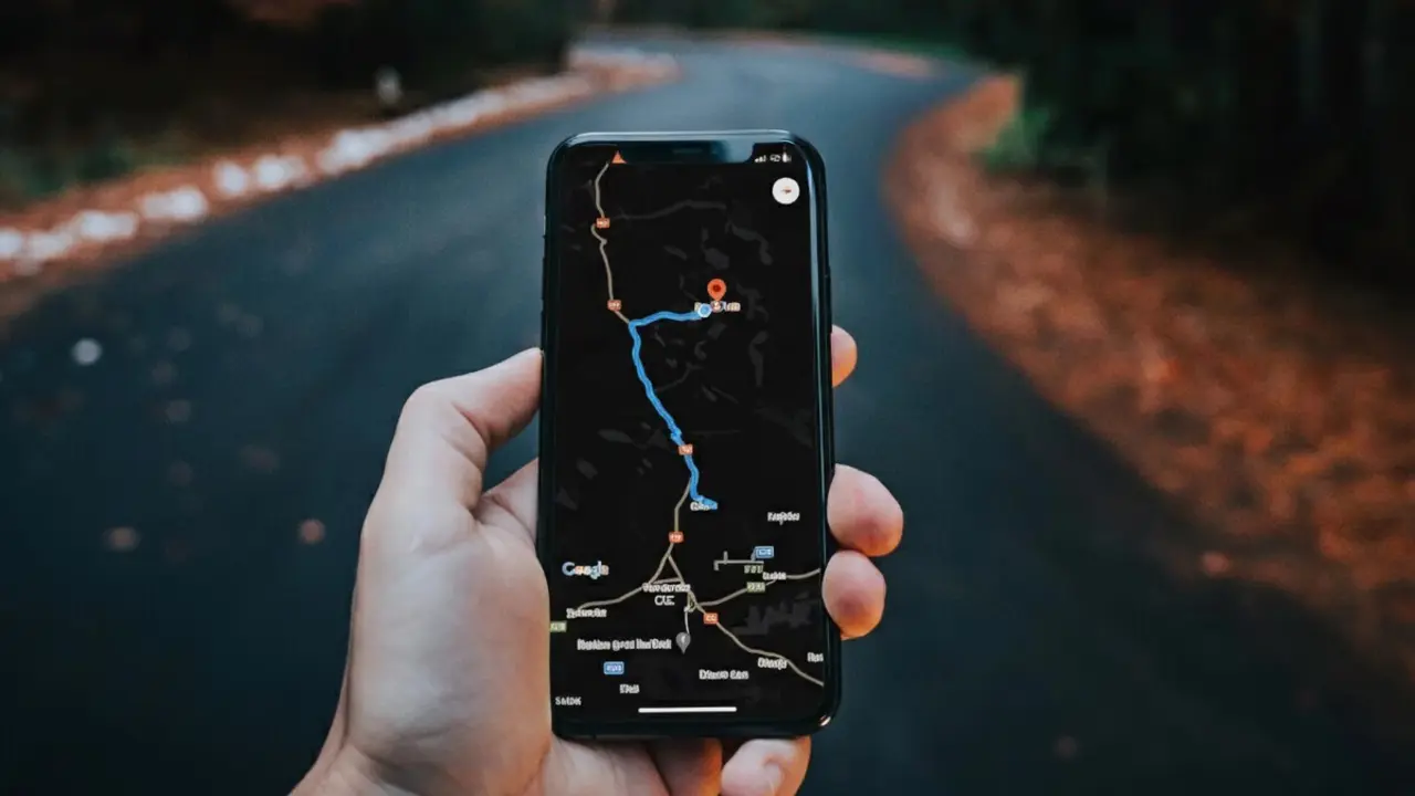 Interf&iacute;cie negra del mode d&rsquo;estalvi de Google Maps en navegaci&oacute;