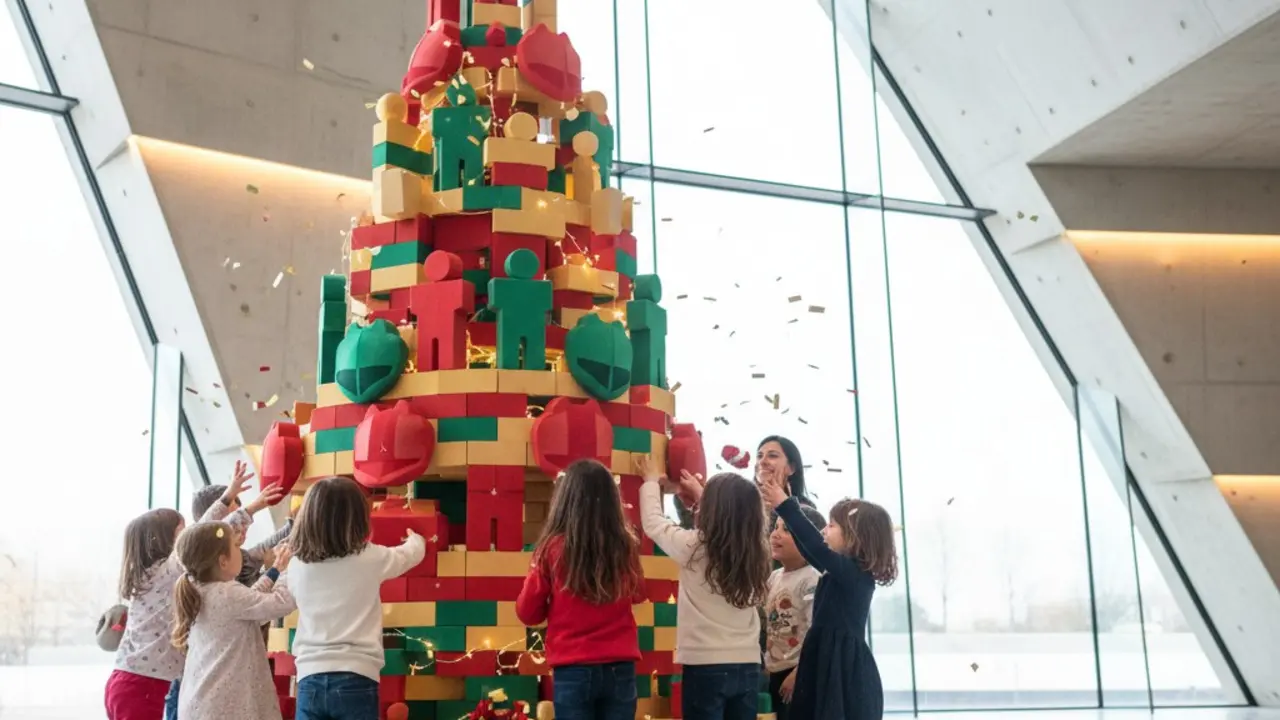 Nens gaudint activitat de Nadal did&agrave;ctica al Museu Casteller de Valls