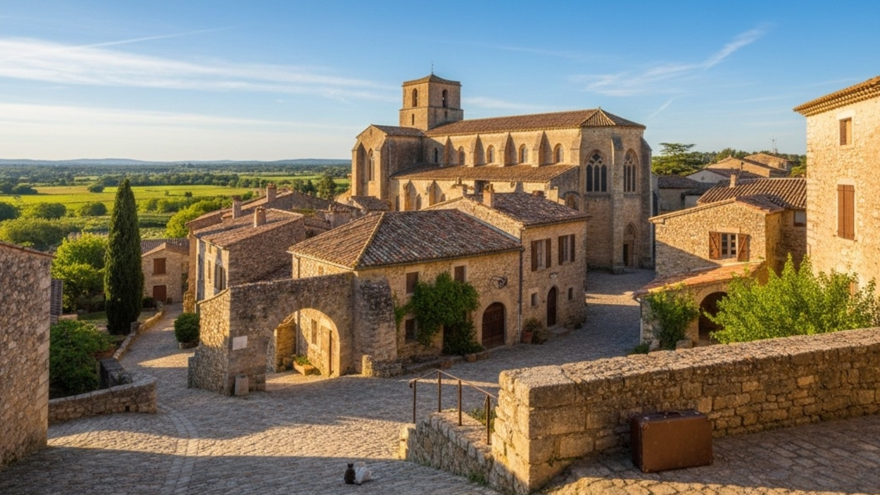 Capestang medieval: un pueblo franc&eacute;s secreto, castillo, iglesia y encanto rural inexplorado.
