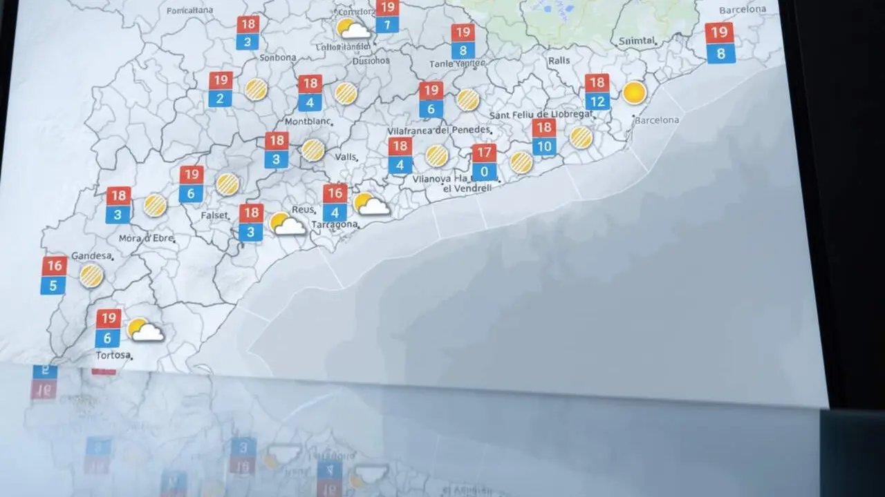 Cel amb n&uacute;vols i temperatures a la baixa el divendres 27 de febrer al camp de Tarragona amb vent lleuger al litoral
