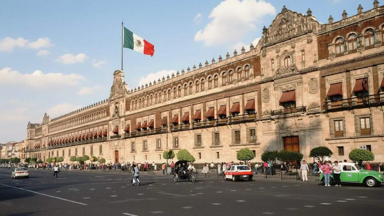 Vista de l'espectacular edifici del Palau Nacional de Ciutat de M&egrave;xic. Imatge d'arxiu.
