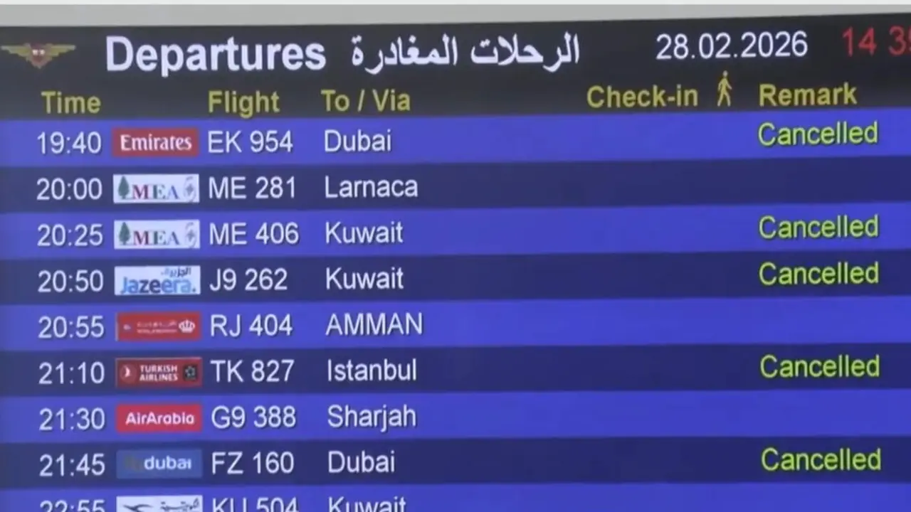 Molta gent s'ha quedat atrapada als aeroports sense poder marxar o tornar cap a casa, a causa de les cancel&middot;lacions de vols en motiu dels atacs a l'Iran.