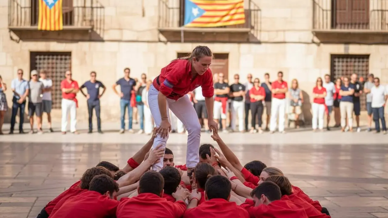 Castells i igualtat de g&egrave;nere amb el comprom&iacute;s ferm de les dones a la Colla Joves Xiquets de Valls el 8 de mar&ccedil;