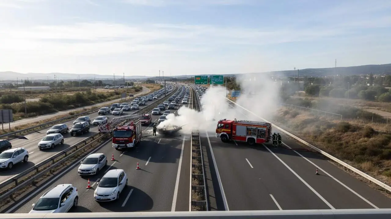 Incendi d&rsquo;un vehicle que provoca el tall complet de la C-58 a Montcada i Reixac amb afectacions greus al tr&agrave;nsit en direcci&oacute; Manresa