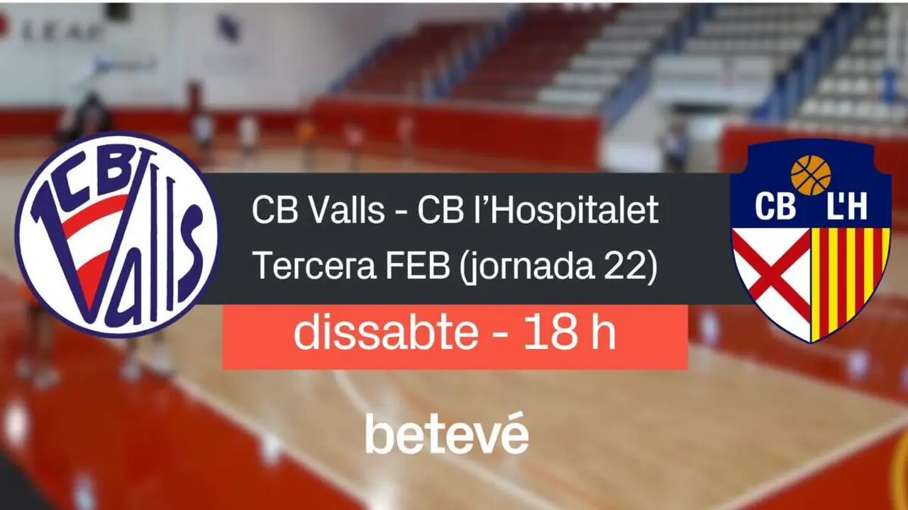 Partit clau de la Tercera FEB entre CB Valls i CB L'Hospitalet al Pavell&oacute; Joana Ballart 2026. Imatge X @ @btvesports