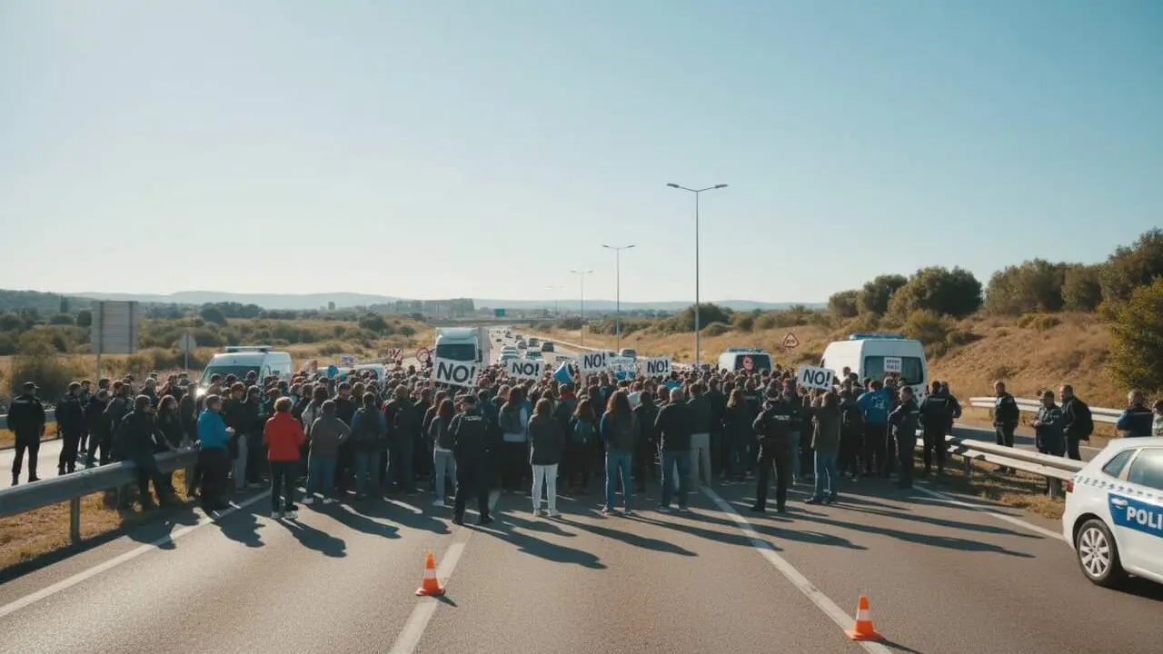 Manifestaci&oacute; talla l'AP-2 a Montblanc el 2026 afectant la circulaci&oacute; i provocant retencions al Camp de Tarragona