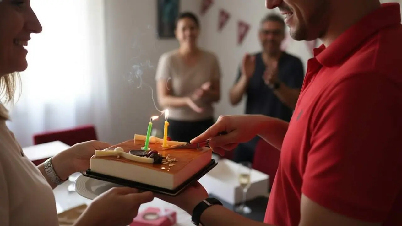 Pedro jugador del N&agrave;stic celebrant el seu 37 aniversari amb una gran emoci&oacute; a Tarragona