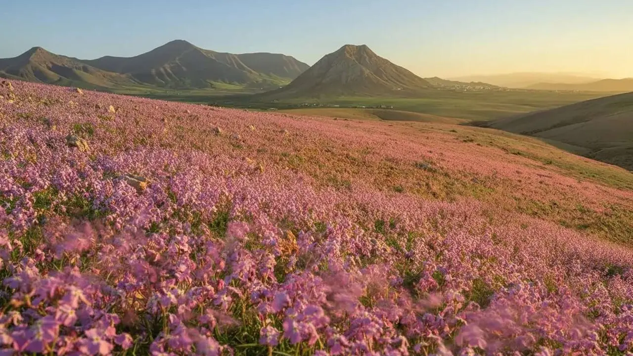 El fen&ograve;men espectacular i inusual de la floraci&oacute; dels paratges, normalment &agrave;rids, de Fuerteventura.