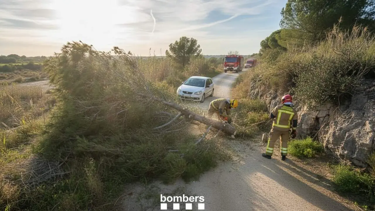 Cotxe accidentat a Riudoms que fa caure un arbre i talla un cam&iacute; a la T-310 en un incident de tr&agrave;nsit recent