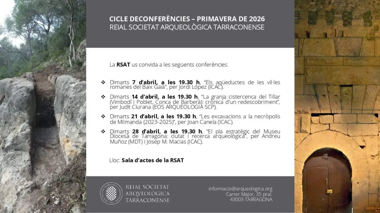 Cartell del cicle de confer&egrave;ncies, Primavera 2026, del RSAT.