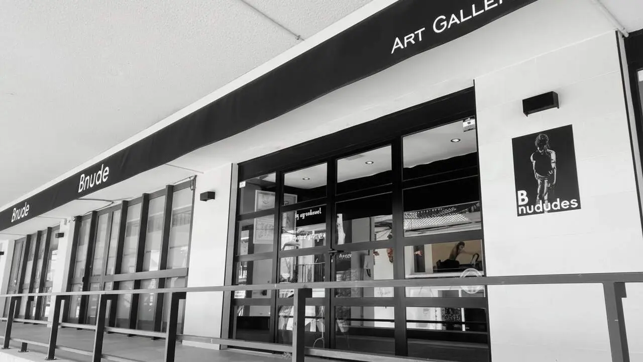 Scott Emmons presentant la seva primera exposici&oacute; a Espanya a Bnude Art Gallery en un ambient art&iacute;stic contemporani