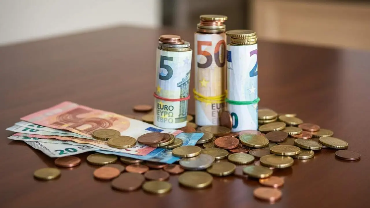 Bitllets i monedes d&rsquo;euro representant els millors dip&ograve;sits bancaris amb fins a un 3,25% TAE i opcions de fons d&rsquo;inversi&oacute; rendibles &mdash; Imagen generada por IA