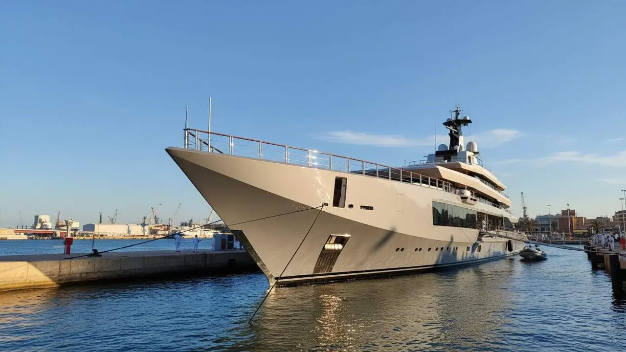  Megaiot de luxe de Steven Spielberg valorat en m&eacute;s de 200 milions d&rsquo;euros atracat al port de Tarragona amb 109 metres d&rsquo;eslora &mdash; Imagen generada por IA 