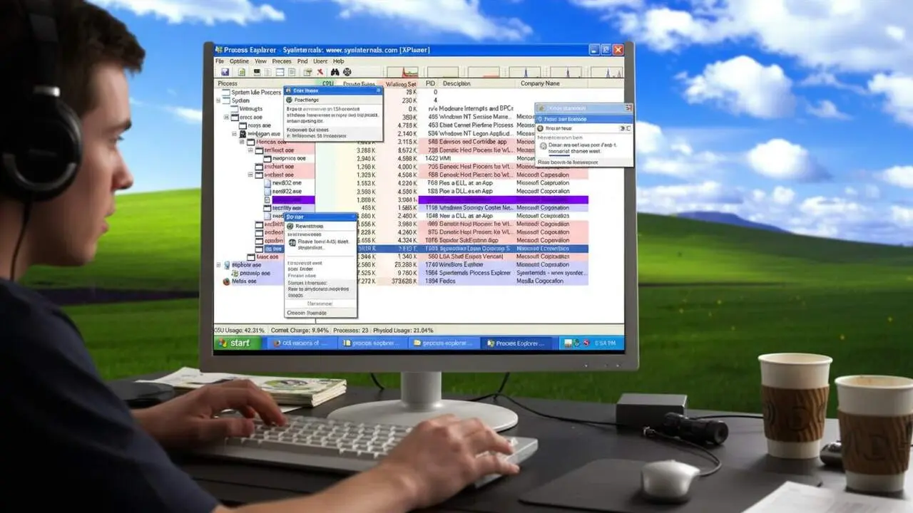 PC amb Windows XP sense protecci&oacute; connectat a Internet mostrant vulnerabilitats i riscos principals de seguretat actuals &mdash; Imagen generada por IA