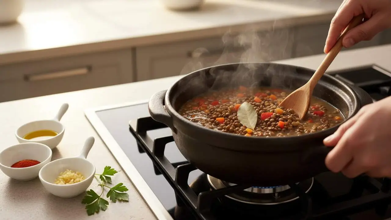  Chefs bascos ensenyen el truc tradicional amb oli d&rsquo;oliva i all per cuinar les llenties perfectes i saboroses &mdash; Imagen generada por IA 