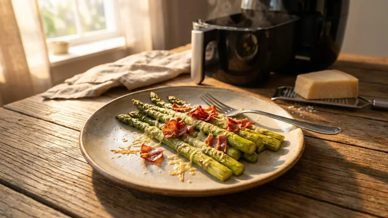  Esp&agrave;rrecs en conserva amb parmes&agrave; i pernil cruixent segons la recepta f&agrave;cil i estrella Michelin de Dani Garc&iacute;a &mdash; Imagen generada por IA 
