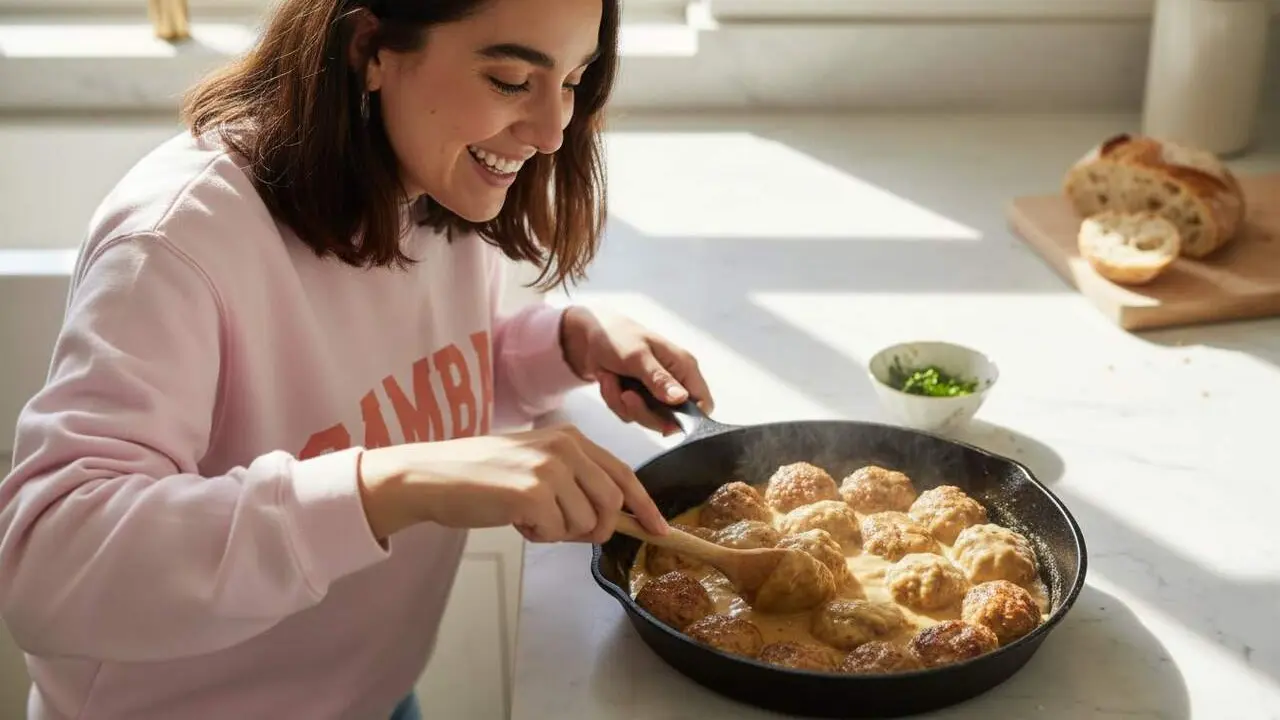 Mandonguilles de Paula amb salsa sorprenent sense tom&agrave;quet fetes a casa recepta tradicional deliciosa &mdash; Imagen generada por IA