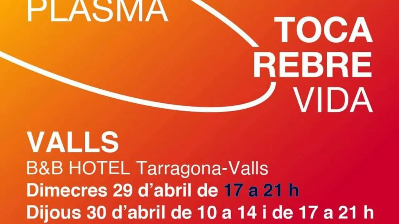  Dona sang i plasma a Valls aquest 30 d&rsquo;abril per salvar vides amb una donaci&oacute; segura i solid&agrave;ria &mdash; Imagen de la Fuente 