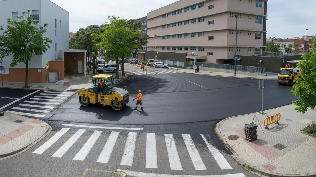  Vehicles i vianants afectats per les obres de reasfaltat a la zona de la Granja fins al 22 de maig &mdash; Imagen generada por IA 