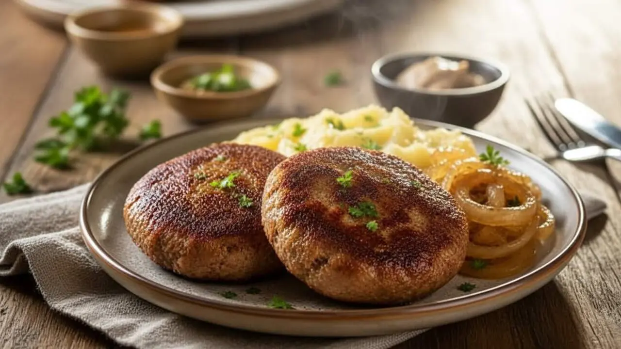  Frikadellen alemanyes cl&agrave;ssiques preparades a la manera tradicional similars a la hamburguesa saborosa i f&agrave;cil de fer &mdash; Imagen generada por IA 