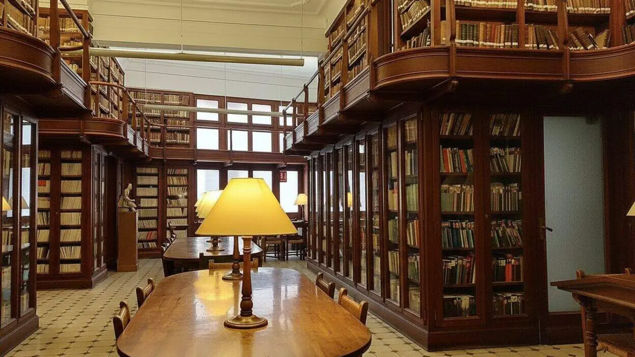 Biblioteca del Centre de Lectura de Reus. Imatge real retocada amb IA.