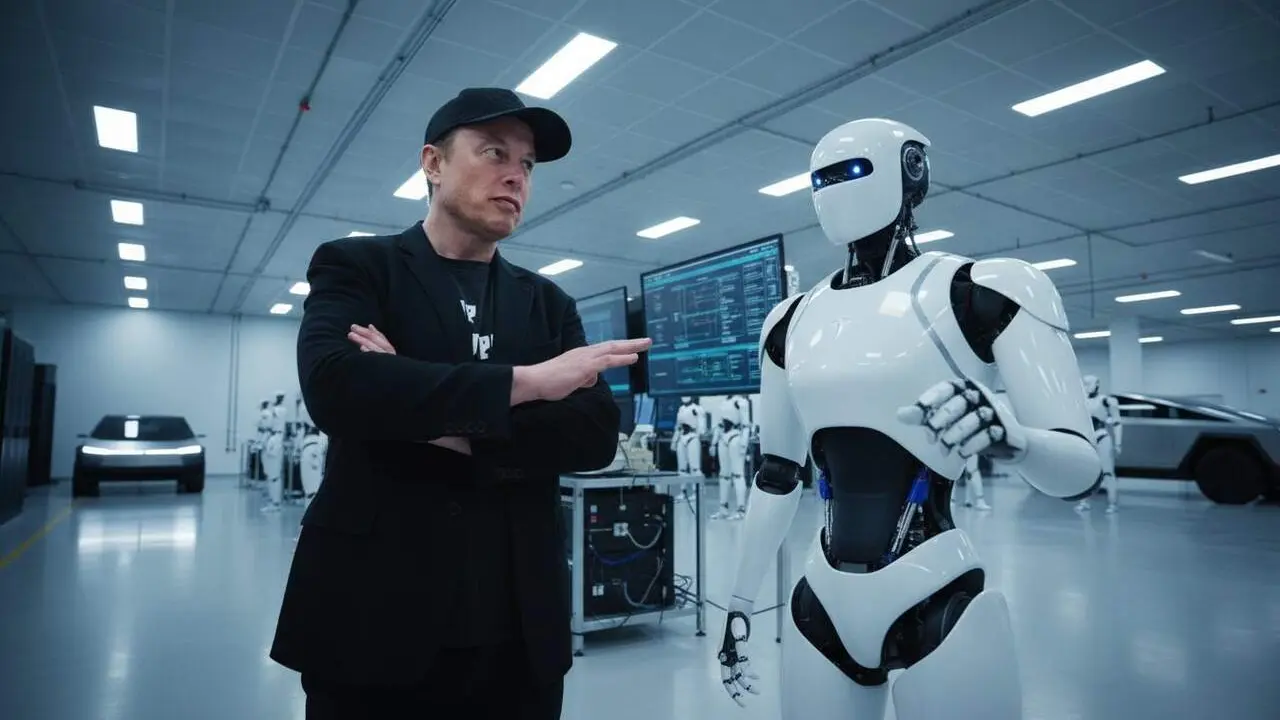  Elon Musk inverteix 25.000 milions en el robot humanoide Optimus redefinint el futur m&eacute;s enll&agrave; dels cotxes Tesla &mdash; Imagen generada por IA 