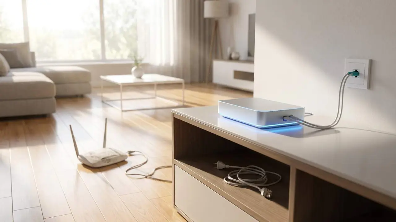  Sistema &ograve;ptic de 362 Gbps que substitueix el Wi-Fi per connectivitat ultrar&agrave;pida a tot l&rsquo;habitatge &mdash; Imagen generada por IA 