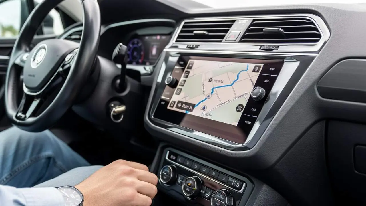  Pantalla de Android Auto mostrant problemes amb la detecci&oacute; d&rsquo;ubicacions Casa i Treball a Gemini &mdash; Imagen generada por IA 